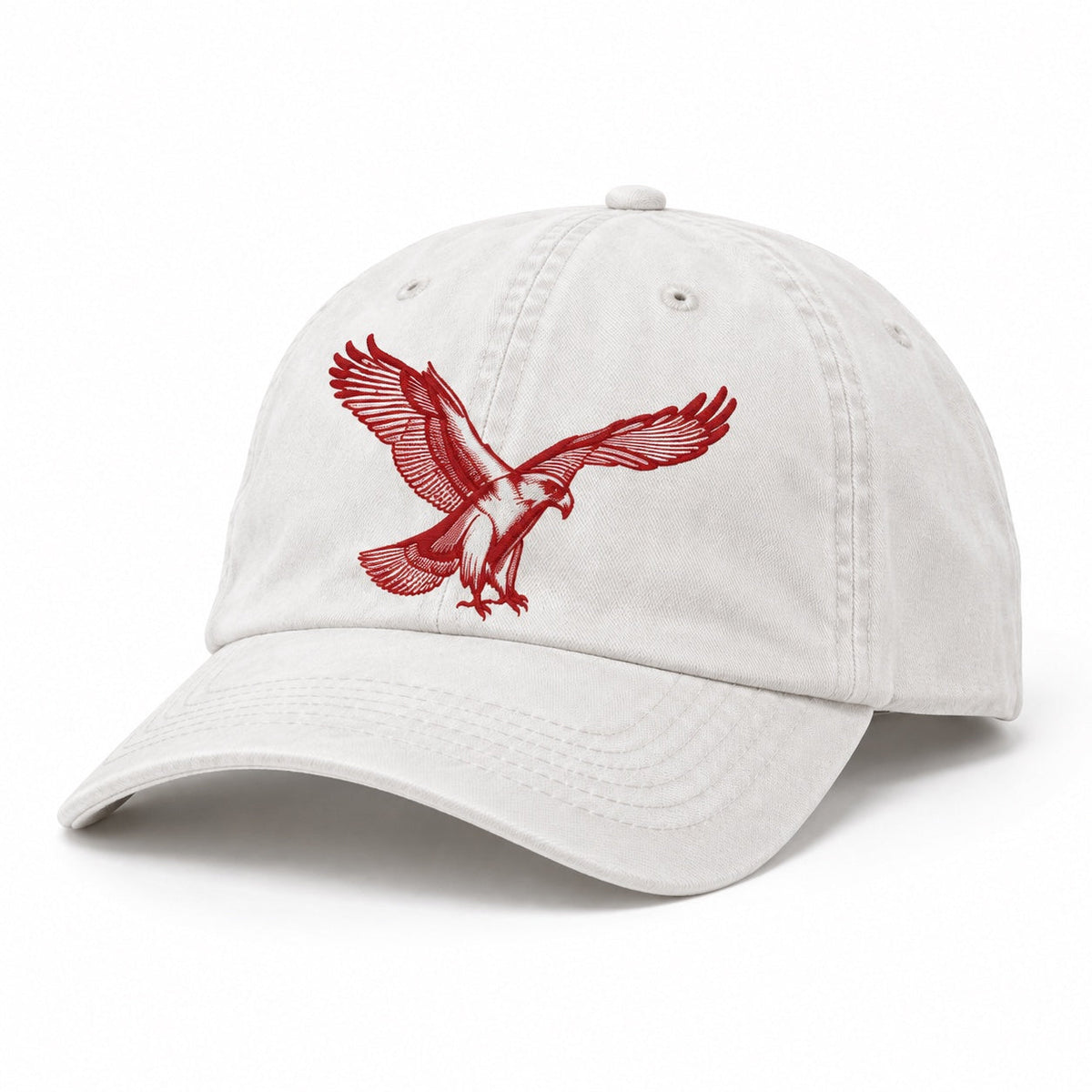 Falcon Dad Cap in white, red embroidered falcon